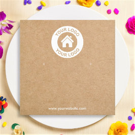 Cartão De Visita Quadrado Placa de exibição de joalharia simples de cor Kraf