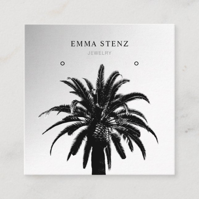 Cartão De Visita Quadrado Placa de Exibição de Joias ・ Palma Tropica (Frente)