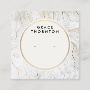 Cartão De Visita Quadrado Placa de Exibição de Madeira Costeira com Ourivesa