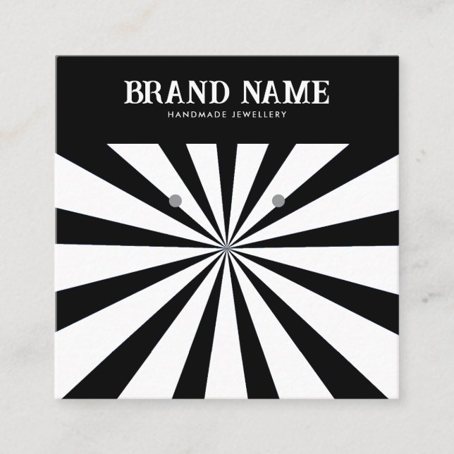 Cartão De Visita Quadrado Placa de Exibição de Raios Modernos do Sol Negro N (Frente)