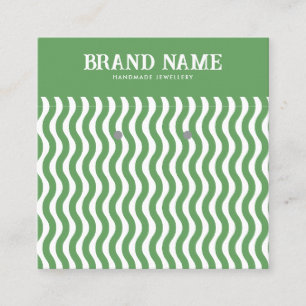 Cartão De Visita Quadrado Placa de exibição do Boho Vintage green wave Earri