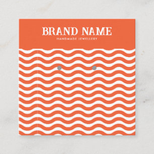 Cartão De Visita Quadrado Placa de exibição do Boho Vintage orange wave Earr