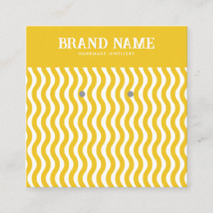 Cartão De Visita Quadrado Placa de exibição do Boho Vintage yellow wave Earr