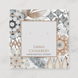 Cartão De Visita Quadrado Placa de exibição do Earthy Boho Earring