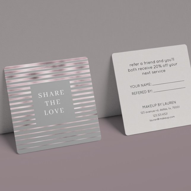 Cartão De Visita Quadrado Placa de Lealdade Moderna Dourada com Stripes Metá (Criador carregado)