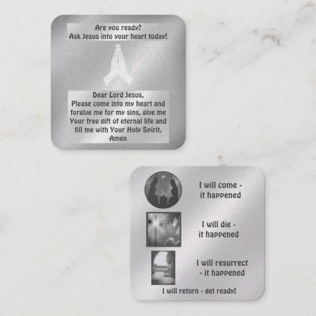 Cartão De Visita Quadrado Placa de Trato do Evangelho (Frente/Verso)