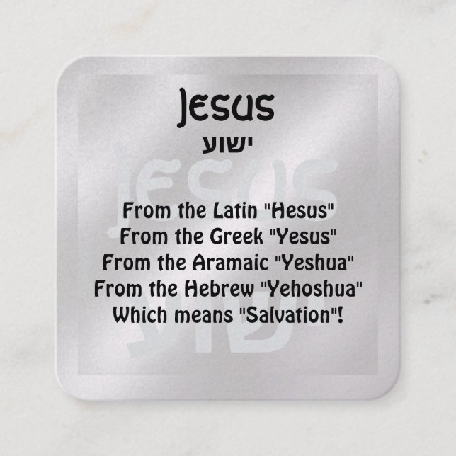 Cartão De Visita Quadrado Placa de Trato do Evangelho (Frente)