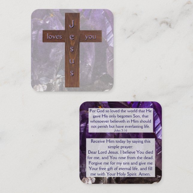 Cartão De Visita Quadrado Placa de Trato do Evangelho (Frente/Verso)