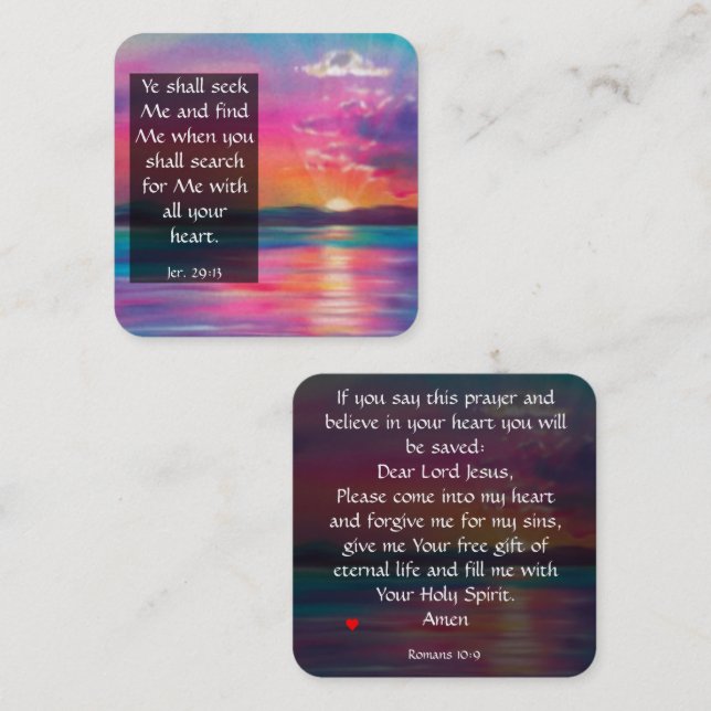 Cartão De Visita Quadrado Placa de Trato do Evangelho (Frente/Verso)