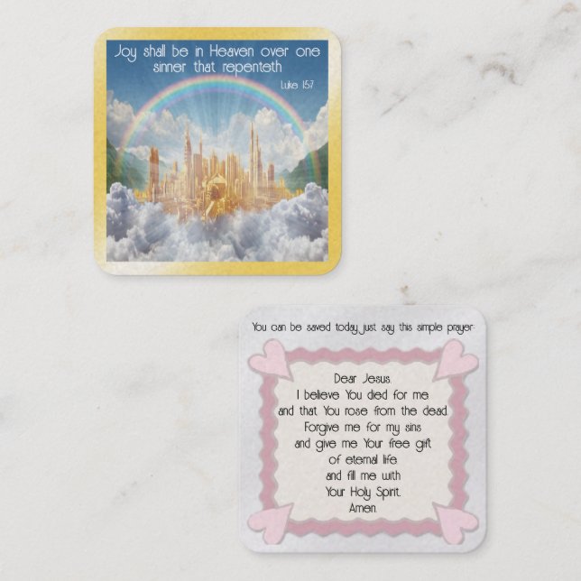 Cartão De Visita Quadrado Placa de Trato do Evangelho (Frente/Verso)