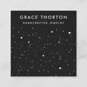 Cartão De Visita Quadrado Placa de Vídeo de Confetti Festivo