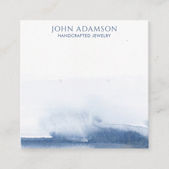 Cartão De Visita Quadrado Placa de vídeo mínima azul moderna com escuta de A (Frente)