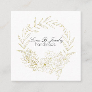 Cartão De Visita Quadrado Placa quadrada de Buquê Floral Elegante