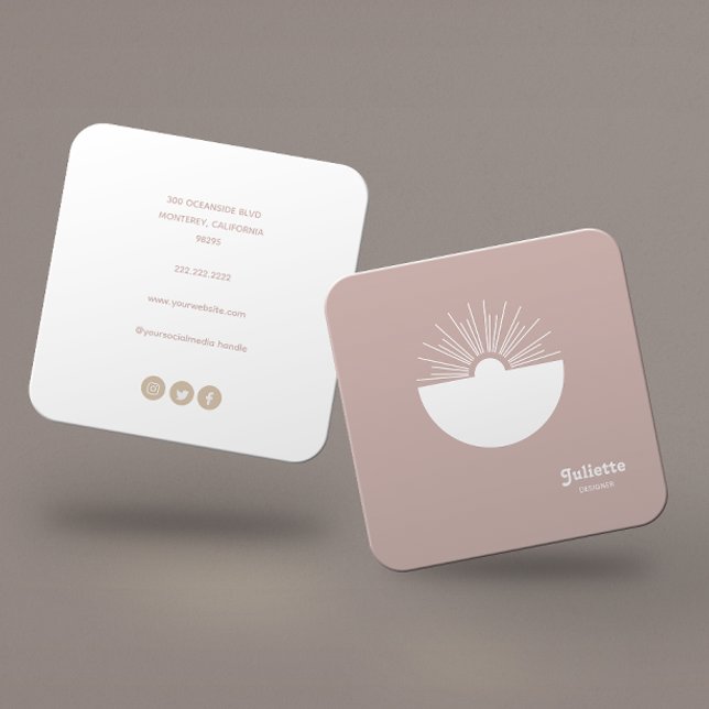 Cartão De Visita Quadrado Placa retrátil "Dusty Blush" sólida (Criador carregado)