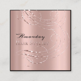 Cartão De Visita Quadrado Placa rosa Rosa Rosa Rosa Pinta para a nomeação do