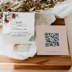 Cartão De Visita Quadrado Placas RSVP Online de Casamento Floral de Código 
