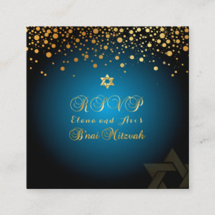 Cartão De Visita Quadrado Placas RSVP PixDezines DAZZLED DOURADAS/B'nai Mitz