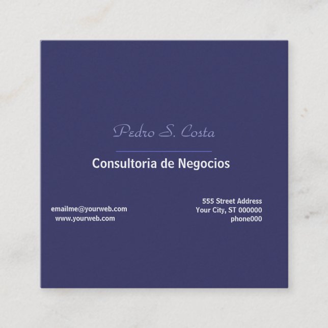 Cartão De Visita Quadrado Plain Simplicity Purple I Freelancer Unique Cool (Frente)