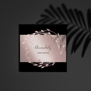 Cartão De Visita Quadrado Planejador de Evento Elegante Rosa Floral Wreath
