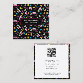 Cartão De Visita Quadrado Planejador de Parte Retroativa do anos 80 80 Color