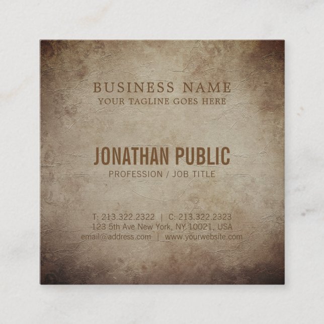 Cartão De Visita Quadrado Planície histórica de Design de Nostalgia criativa (Frente)