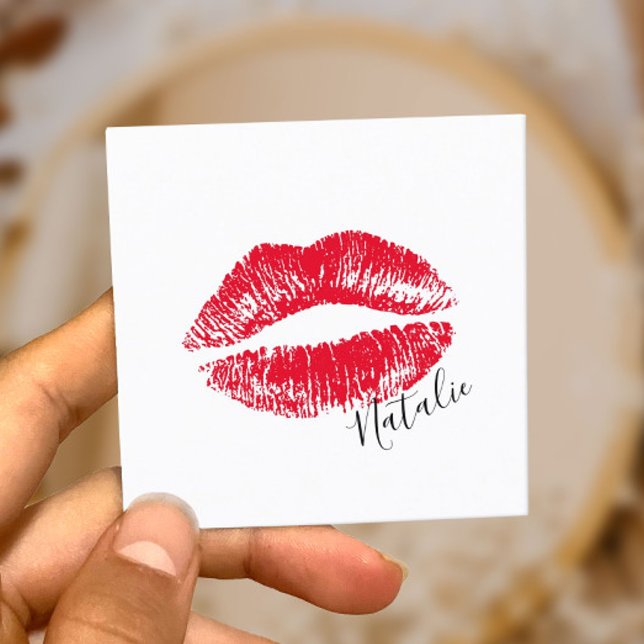 Cartão De Visita Quadrado Planilha de Artista de Maquiagem de Assinatura de  (Criador carregado)