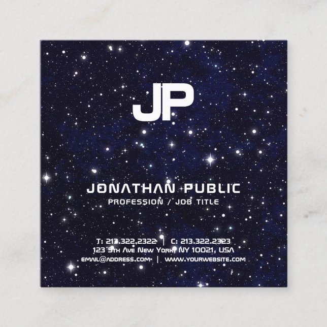 Cartão De Visita Quadrado Planilha do Monograma Universo de Física de Ciênci (Frente)