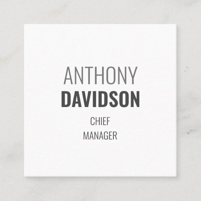 Cartão De Visita Quadrado Planilha profissional mínima moderna (Frente)