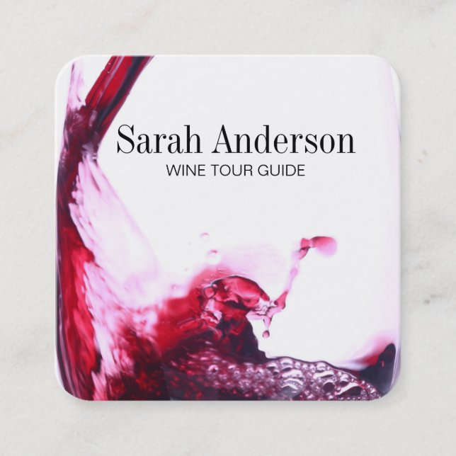 Cartão De Visita Quadrado Pó de vinho | Abertura (Frente)