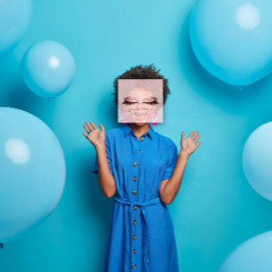 Cartão De Visita Quadrado Pó do rosa do brilho do chicote do olho da