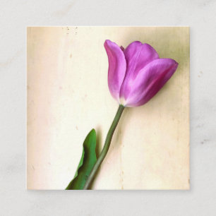 Cartão De Visita Quadrado Poético das tulipas magenta brilhantes