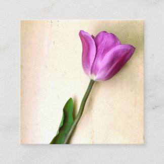 Cartão De Visita Quadrado Poético das tulipas magenta brilhantes