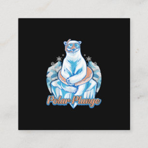 Cartão De Visita Quadrado Polar Plunge Ice Jump Engraçado Urso Polar Engraça