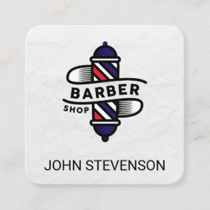 Cartão De Visita Quadrado Polo de barbeiro Compro Barber Madeira