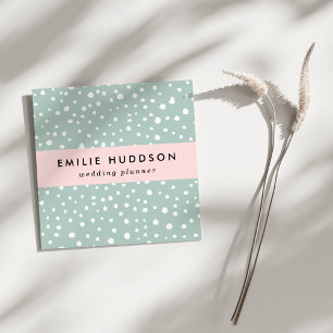 Cartão De Visita Quadrado Pontos Dalmacianos Verde, Pontos Dalmacianos, Pont