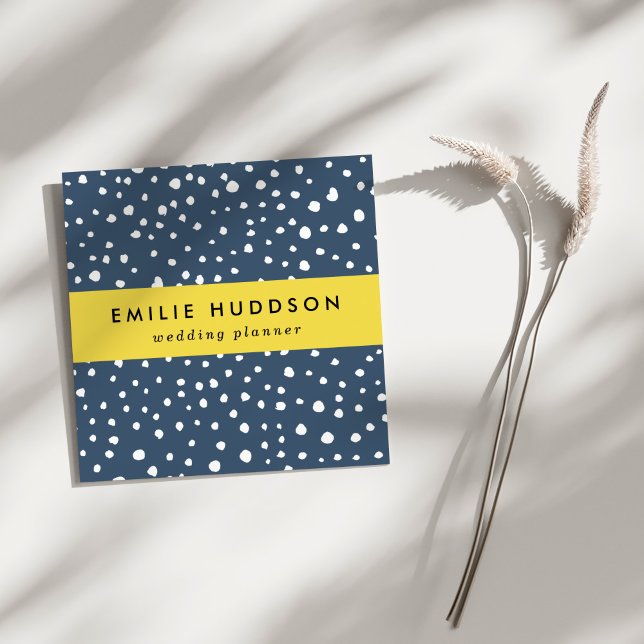 Cartão De Visita Quadrado Pontos Dalmáticos Azuis do marinho, Pontos Dalmáti (Criador carregado)