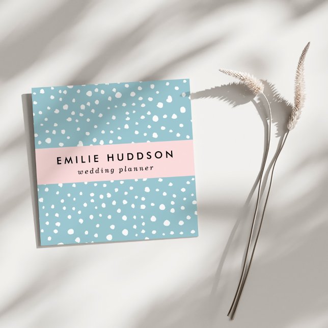 Cartão De Visita Quadrado Pontos Dalmáticos Azuis, Pontos Dalmáticos, Impres (Criador carregado)