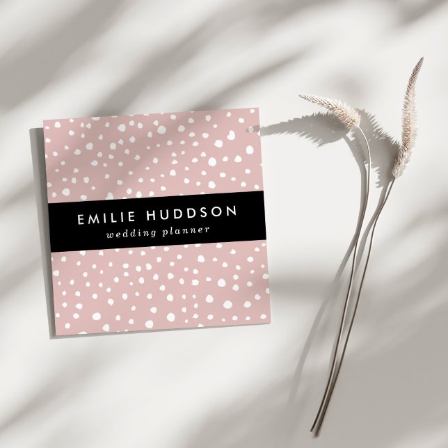 Cartão De Visita Quadrado Pontos Dalmáticos cor-de-rosa, pontos Dalmáticos,  (Criador carregado)