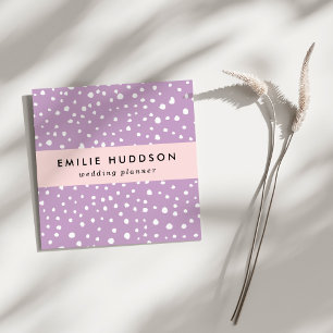 Cartão De Visita Quadrado Pontos Dalmáticos Lilac, Pontos Dalmáticos, pontos