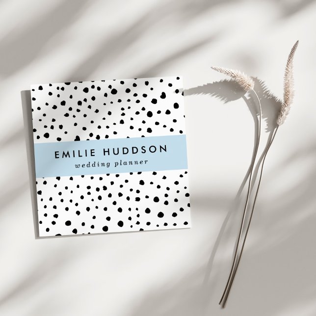 Cartão De Visita Quadrado Pontos Dalmáticos, Pontos Dalmáticos, Preto e Bran (Criador carregado)