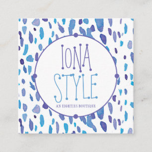 Cartão De Visita Quadrado Pontos roxos e azuis retrorreflectores