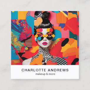 Cartão De Visita Quadrado Pop Art Photo Collage Trendy Modern