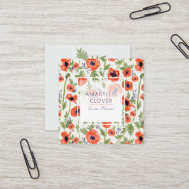Cartão De Visita Quadrado Pópias Elegantes Padrão Laranja De Aquarela