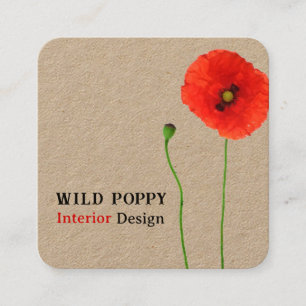 Cartão De Visita Quadrado Poppy Simplicity Rustic