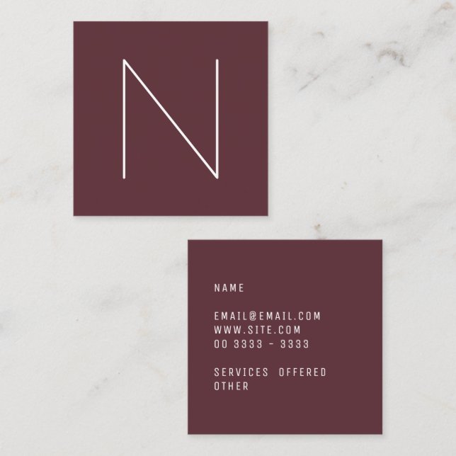 Cartão De Visita Quadrado Porto Tawny liso mínimo elegante (Frente/Verso)