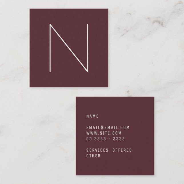 Cartão De Visita Quadrado Porto Tawny liso mínimo elegante (Frente/Verso)