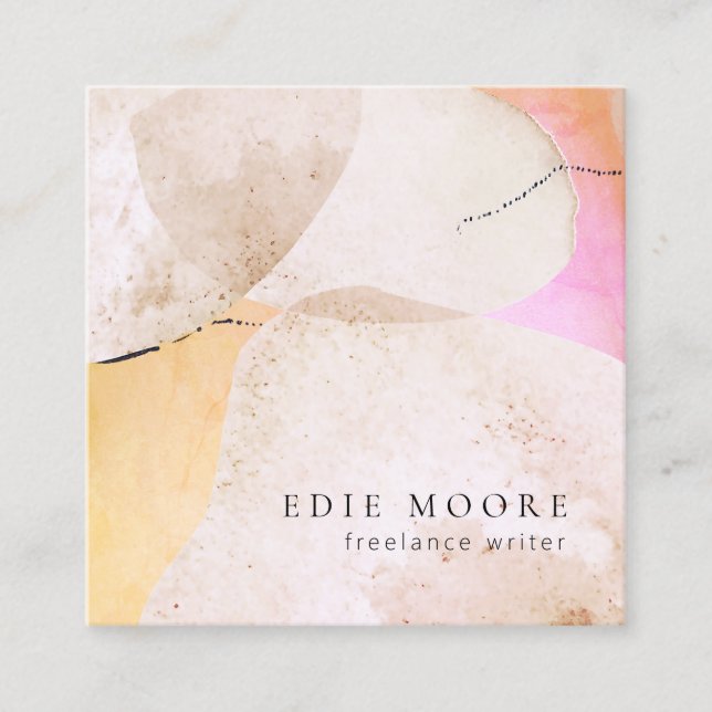 Cartão De Visita Quadrado Praça de Arte por Aquarela Abstrato Artística (Frente)