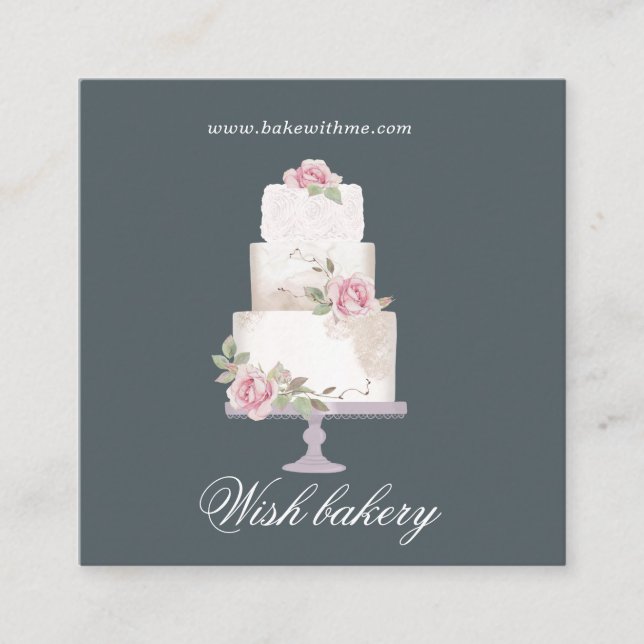 Cartão De Visita Quadrado praça de padaria elegante de três camadas (Frente)