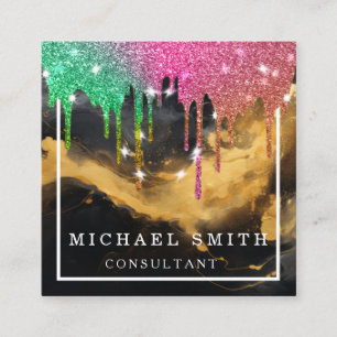 Cartão De Visita Quadrado Praça do logotipo de código QR moderno minimalista