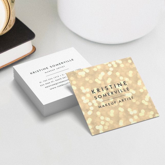 Cartão De Visita Quadrado Praça Dourada de Champagne (Criador carregado)